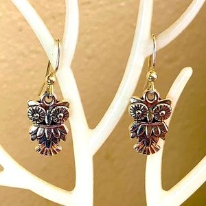 5/$10❤️❤️❤️NEW Tibetan Silver Owls Dangling Earrings